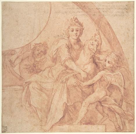Baldassarre Franceschini--Allegorical Figure of Purity with a Unicorn and Two Putti