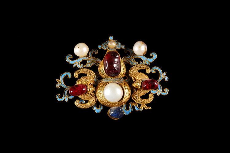 银镀金嵌宝石葫芦纹簪