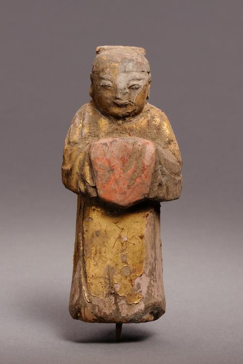 木雕金漆文吏像