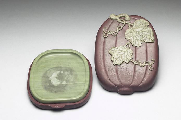 雍正 松花石瓜式砚