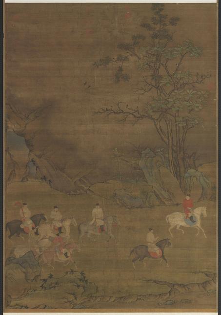 唐人春郊游骑图