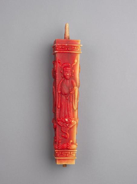 红色八仙人物图方蜡