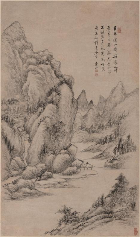 仿巨然笔意图轴