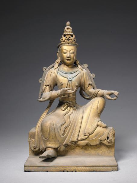 铜金漆观音菩萨坐像