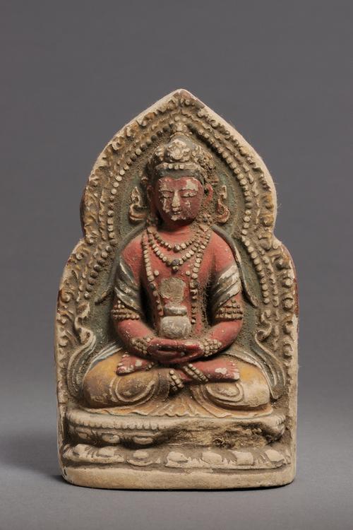 泥擦擦彩绘佛坐像