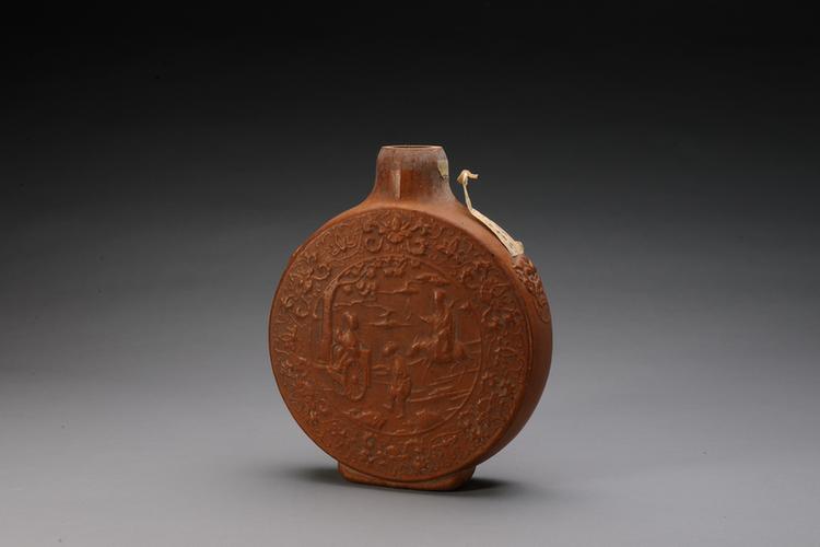 匏制开光人物图扁瓶