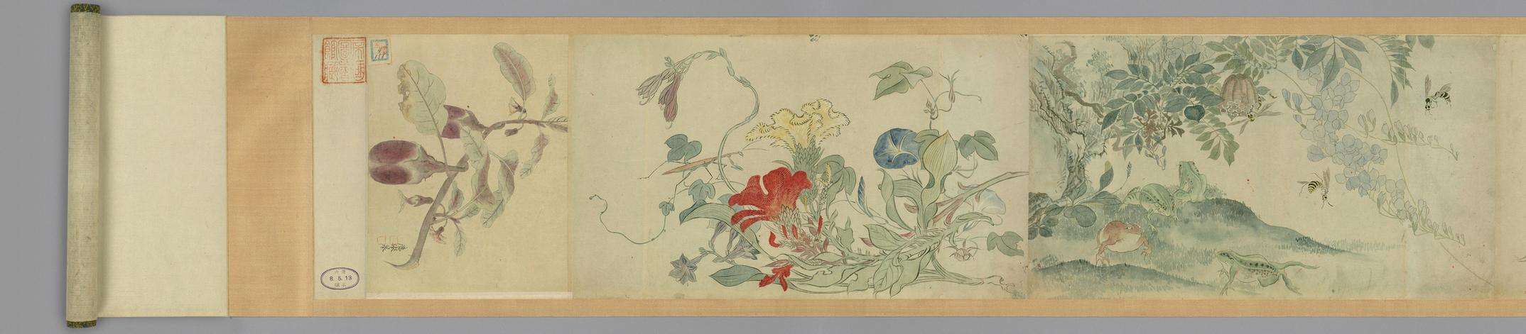 明清日本古画花鸟山水人物粉本-花鸟卷