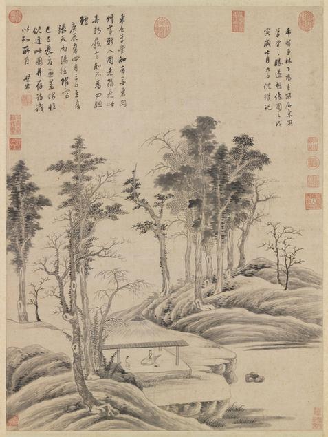 临倪瓒东冈草堂图轴