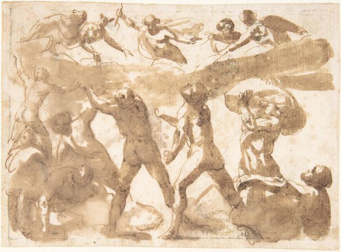attributed to Francesco Allegrini--Battle of the Titans