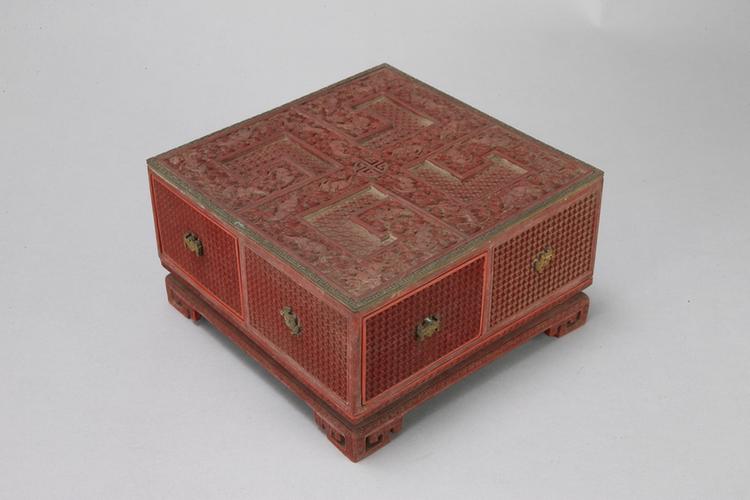 剔红锦地花果暗八仙纹方匣