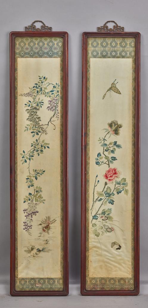 木边清绣牡丹花卉纹屏