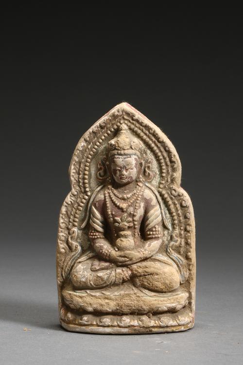 泥擦擦彩绘佛坐像