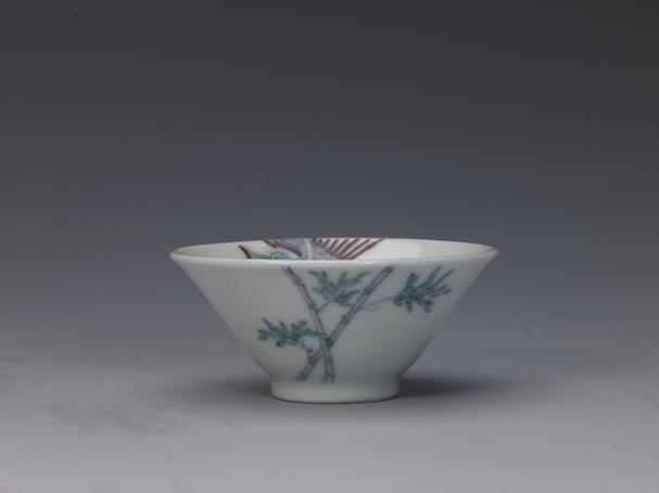 纯一堂款斗彩凤竹纹小杯