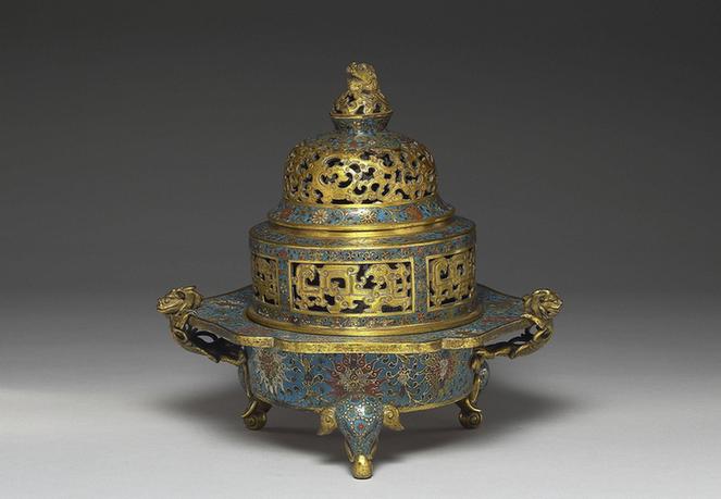 景泰款掐丝珐瑯螭耳炉