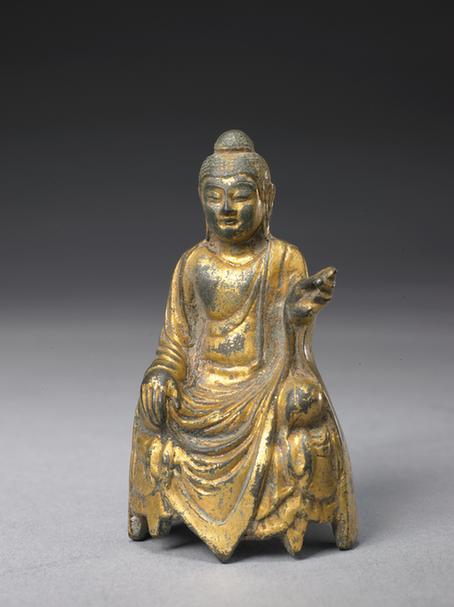 铜鎏金说法佛坐像