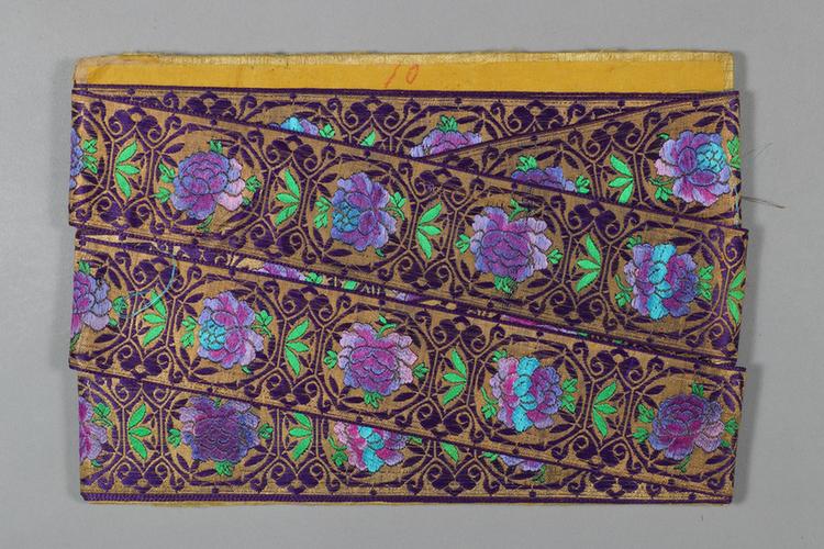 金地花卉牡丹纹绦