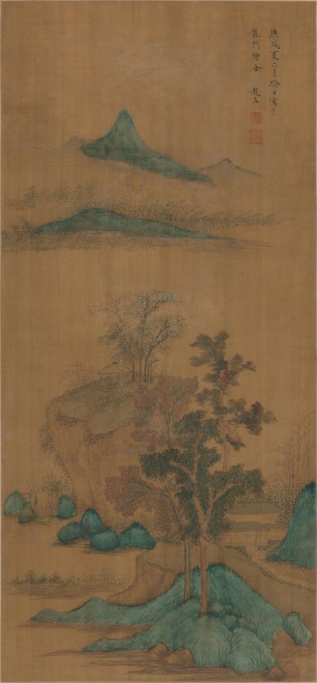 秋塘草亭图