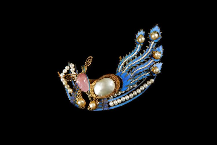 银镀金点翠嵌珠石凤