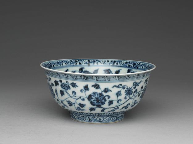 官窑 青花四季花卉碗