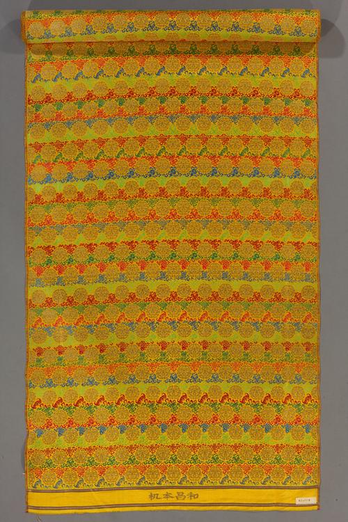 黄色地八吉祥福寿纹织金锦