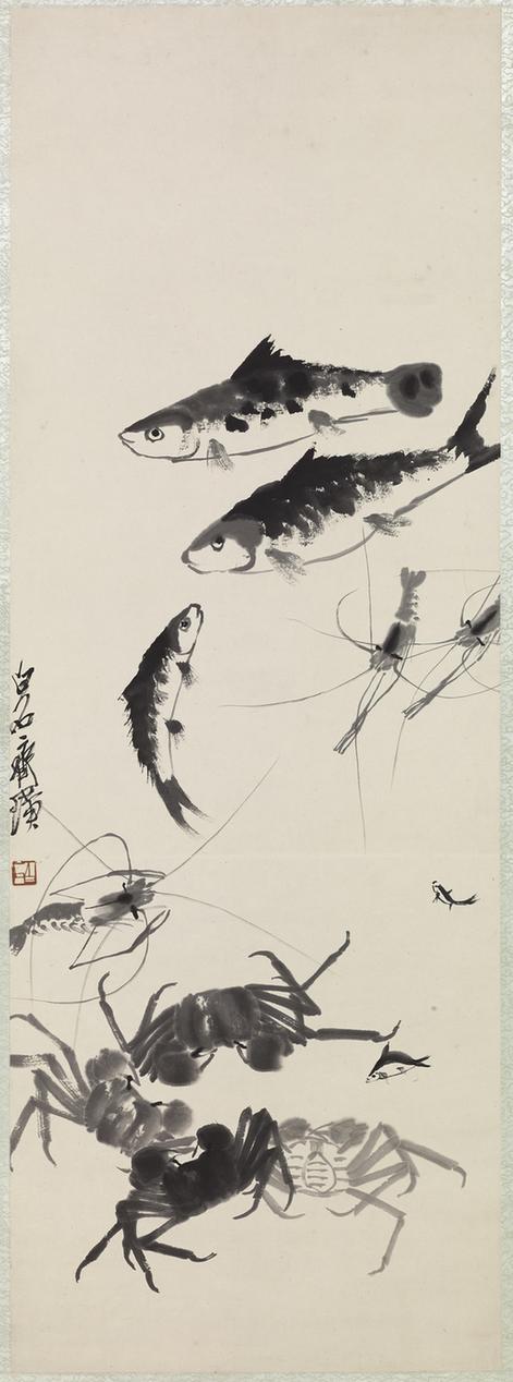 蟹鱼图轴