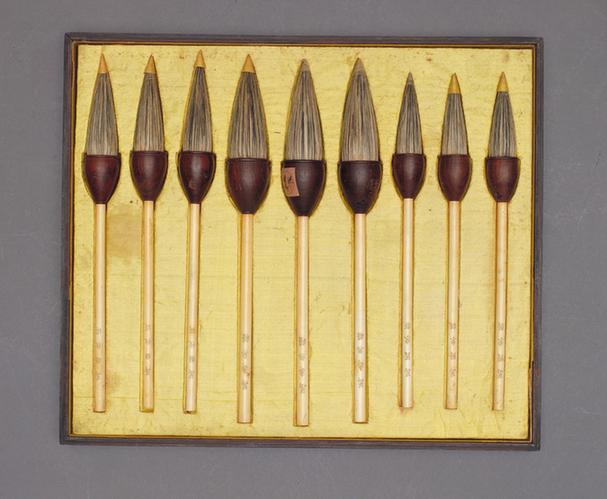 象牙管红木斗万寿无疆鬃羊毫提笔