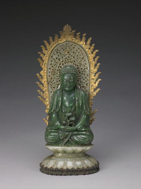 碧玉托灵芝坐佛