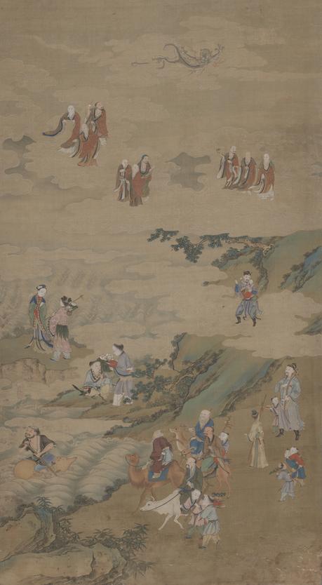 清人群仙祝寿贴落