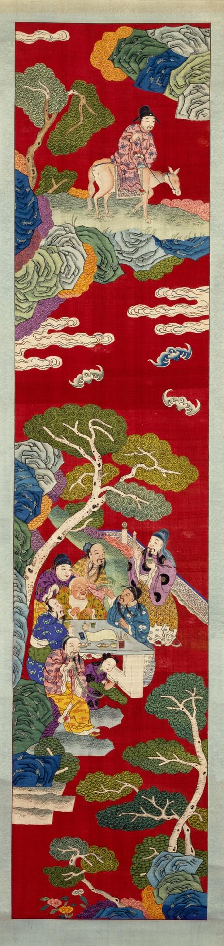 缂丝群仙庆寿图轴