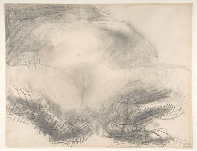 Auguste Rodin--Study of a nude female figure (Satyress)