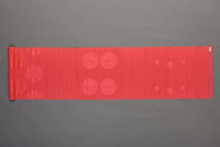 桃红色团龙纹线绸