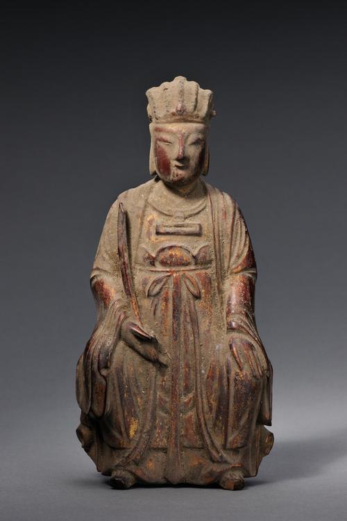 木雕贴金持物文吏坐像