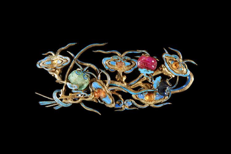 银镀金嵌宝石钿花