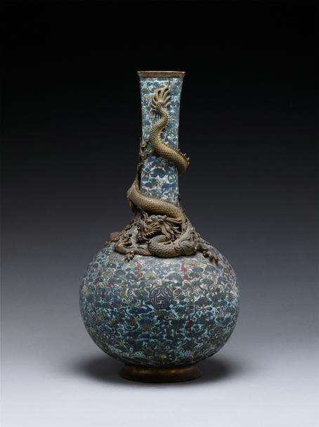 掐丝珐琅流云蟠龙纹直口瓶