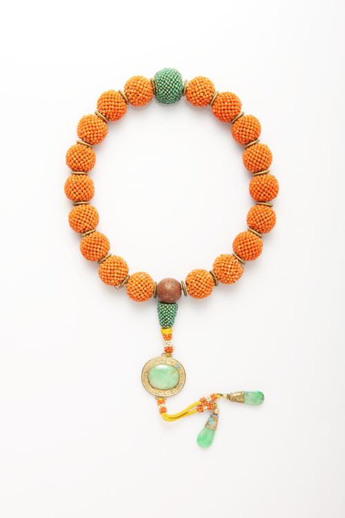 珊瑚穿米珠十八子手串