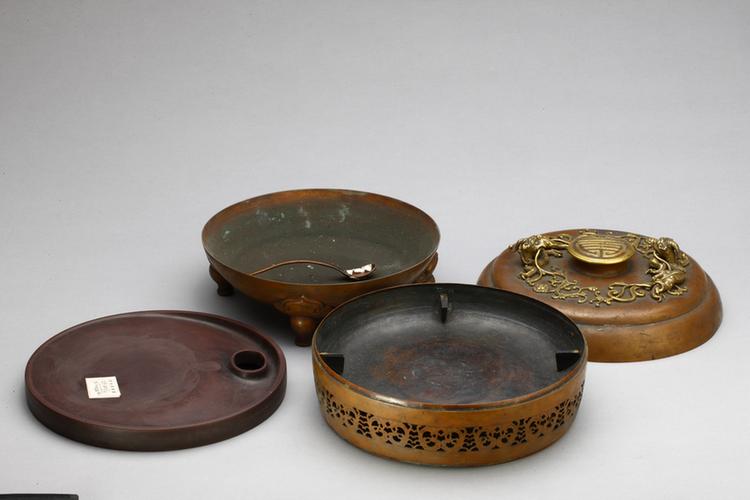 紫石双螭纹熏炉式暖砚