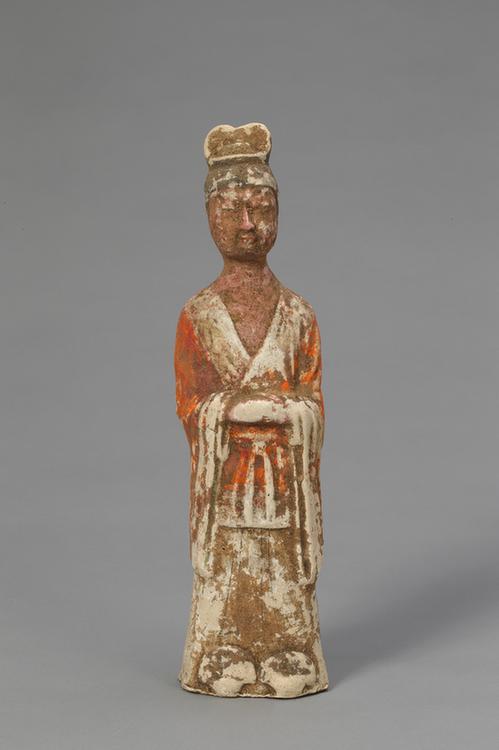 陶画彩拱手文吏俑