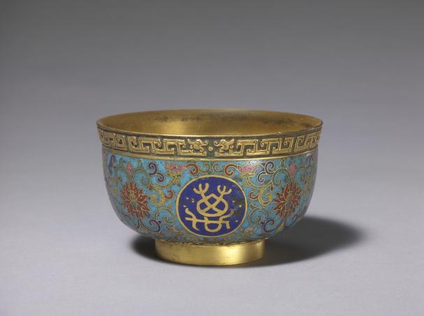 掐丝珐琅万寿无疆碗