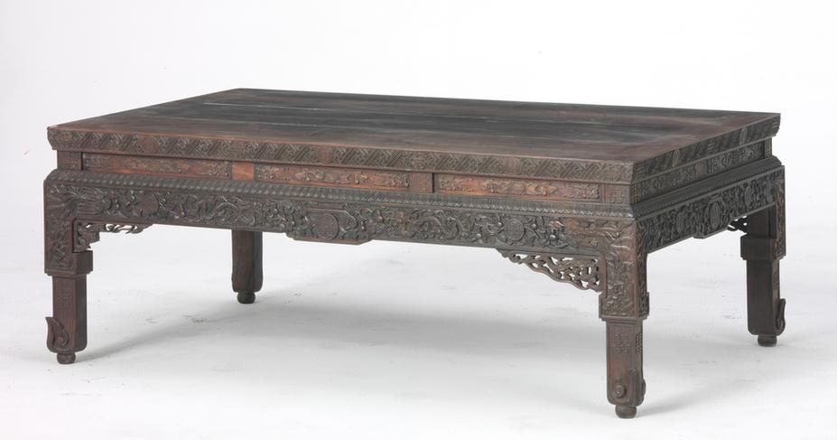 红木雕花纹炕桌