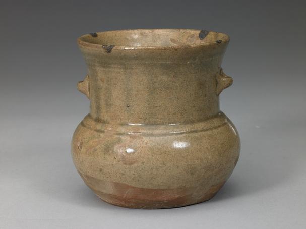 青釉褐斑双系瓶