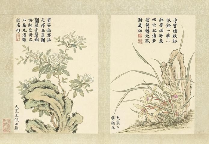 二十四番花信风图-山矾与兰花