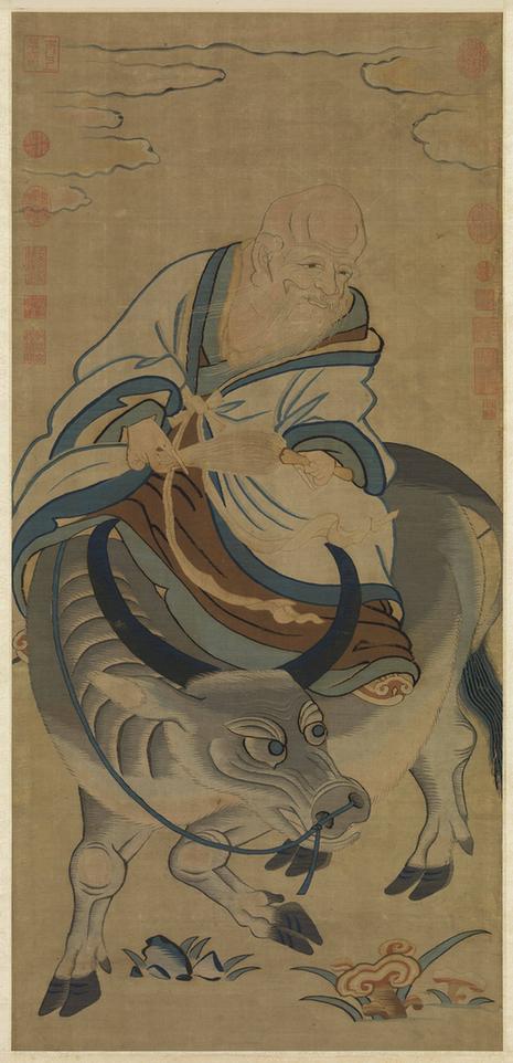 缂丝青牛老子图轴