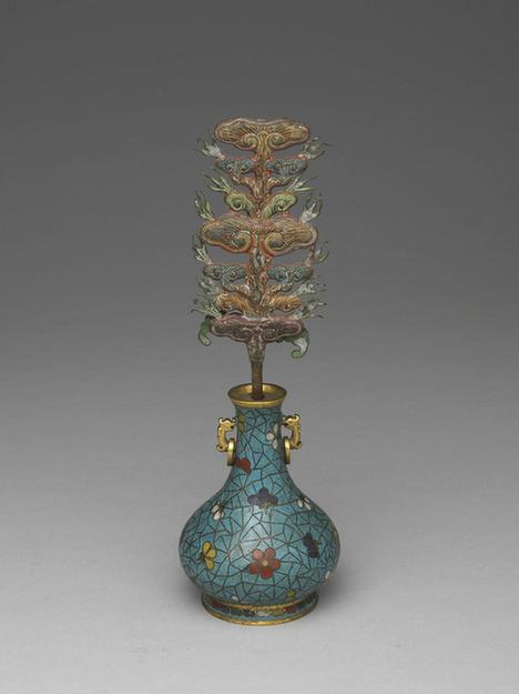 掐丝珐瑯冰梅纹五供瓶