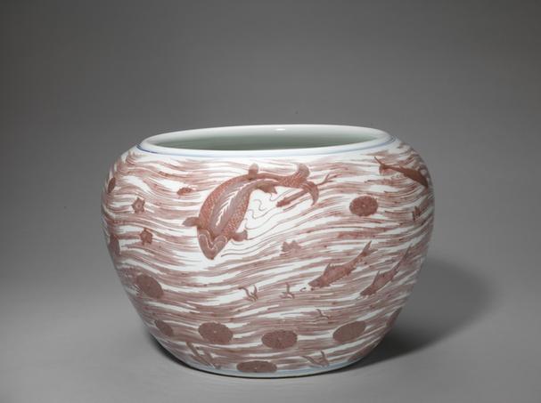 釉里红海水鱼纹鱼缸