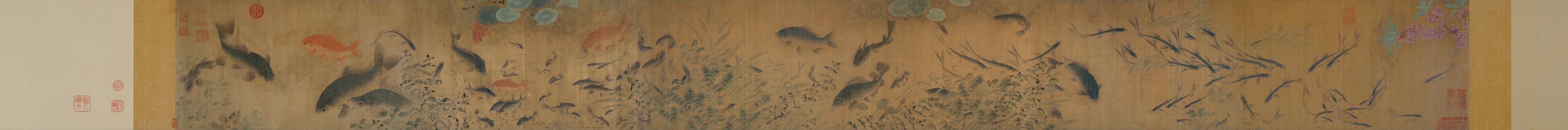 落花游鱼图卷
