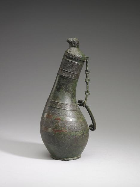 绹纹鸟首瓠形壶