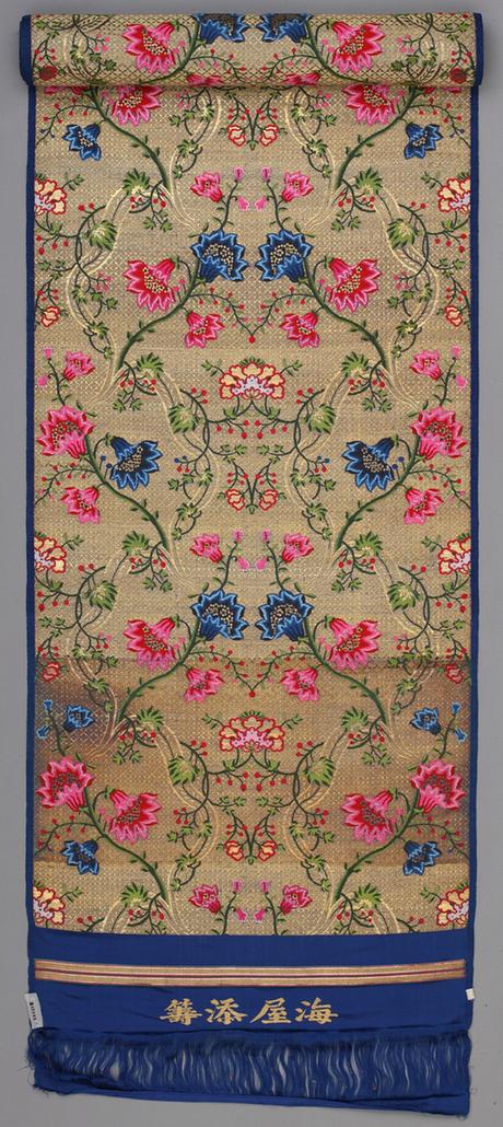 蓝色地牵牛花纹金宝地锦