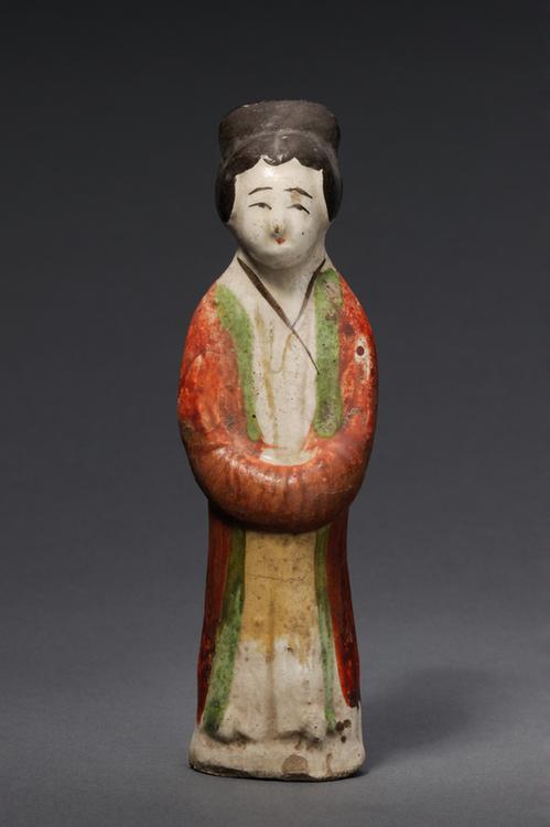 白釉瓷加彩女人像