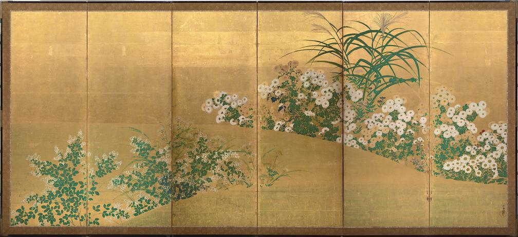 平安时代 秋草图屏风