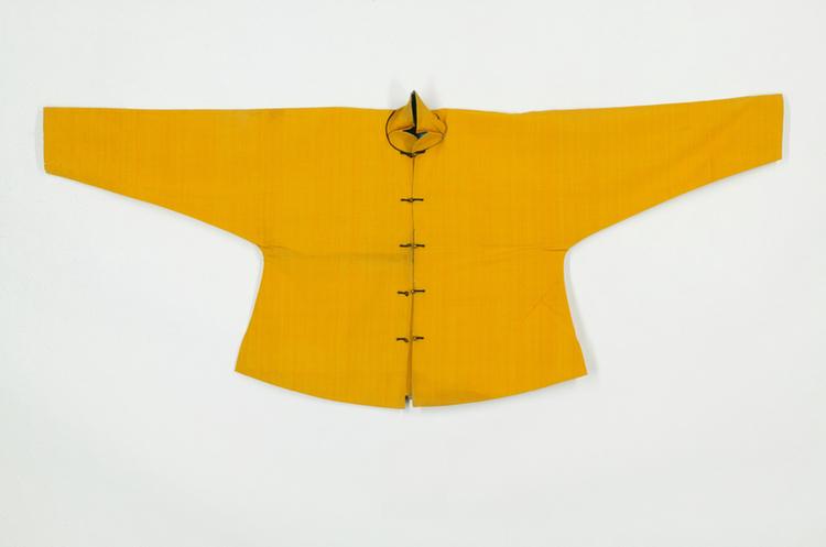 黄色羽毛纱对襟夹马褂